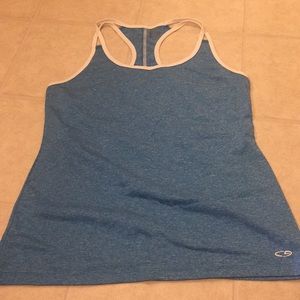 Blue and white workout tank